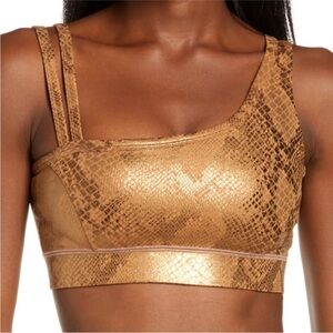 IVL COLLECTIVE Bronzed Snakeskin Print Sports Bra
